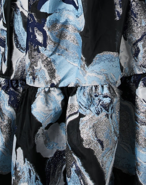 Stylish Jasmine Blue Multi-Colored Jacquard Organza Women's Evening Dress