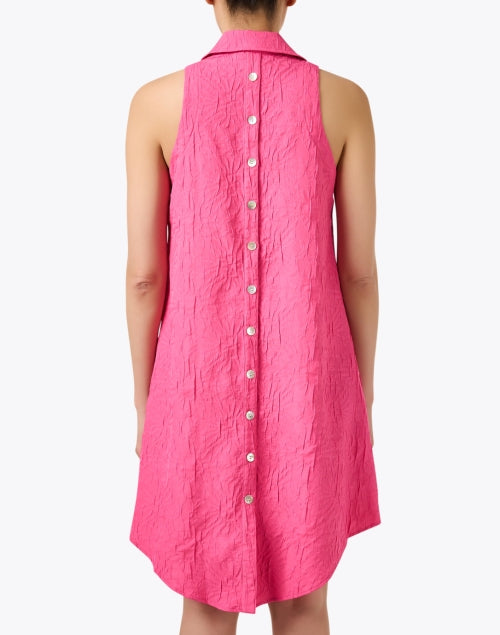 Pink Textured Swing-style Shirt Dress for Women's Casual Wear