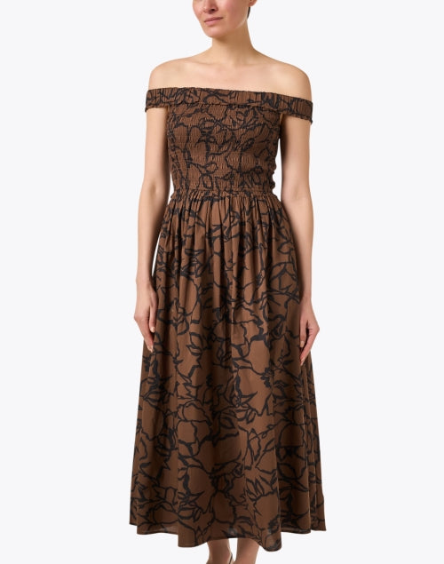 Stylish Britt Brown Printed 100% Cotton Maxi Dress