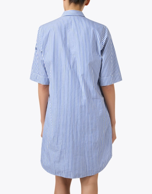 Leonie Blue and White Striped 100% Cotton Shirt Dress for Warm Weather