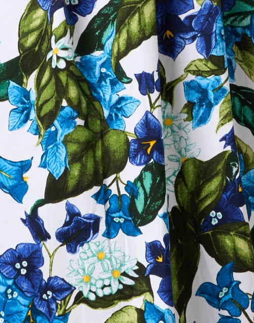 Stylish Audrey Blue and White Printed Cotton Stretch Shirt Dress
