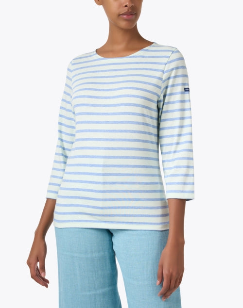 Luxurious Airy Cotton Blue Striped Shirt by Saint James