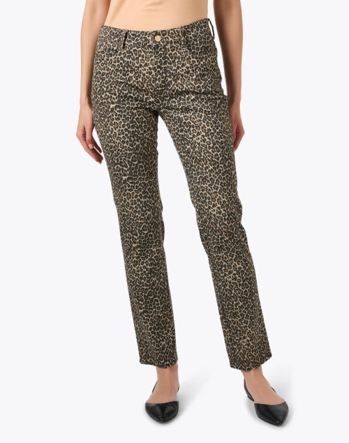 Fashionable Dream Cheetah Print High - Rise Straight - Leg Denim Jeans