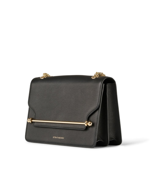 Stylish East/West Black Premium Leather Crossbody Bag for Fall