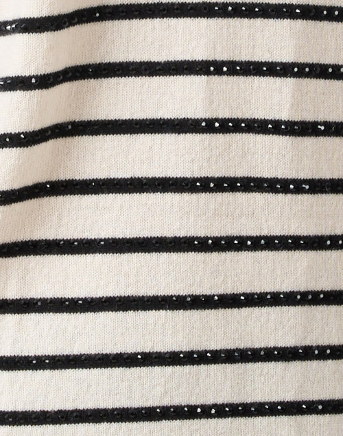 Stylish Cream and Ebony Striped Wool-Cashmere Blend Sweater for the Season