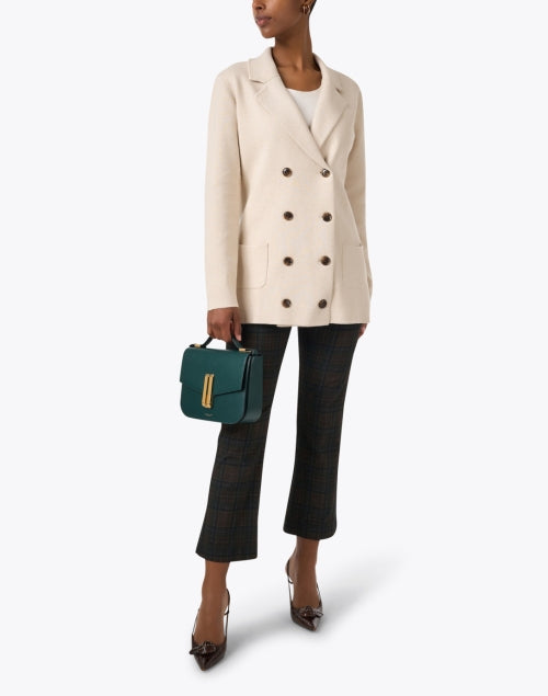 Stylish Milan Cream Cotton - Cashmere Double - Breasted Coat