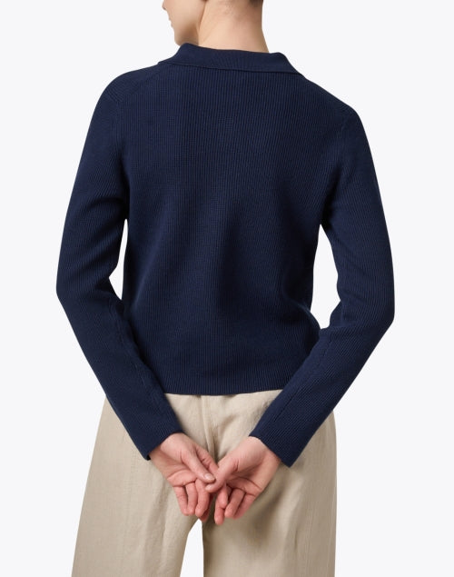 St. Carmel Navy Blue Cotton Waffle Knit Casual Jacket for Layering