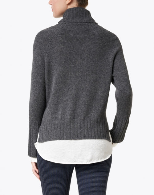Stylish Jolie Grey Wool and Cashmere Layered Turtleneck Sweater