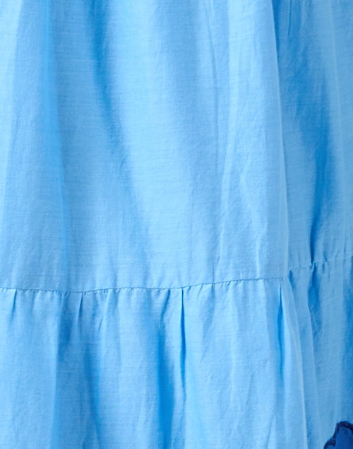 Stylish Oliphant Tangier Blue Cotton Embroidered Midi Dress