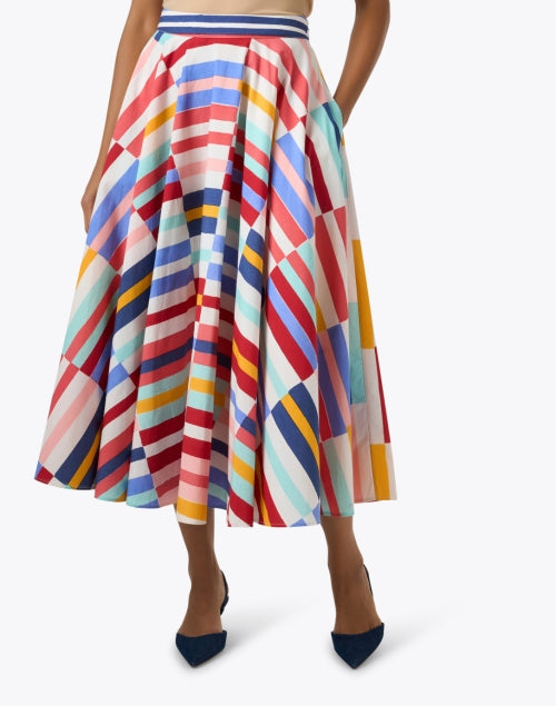 Stylish Full - Circle Multi - Printed 100% Cotton Skirt for New Season