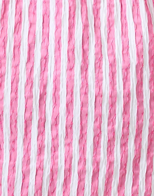 Elegant Pink and White Striped Women's Stretch Cotton Blend Shirt Dress
