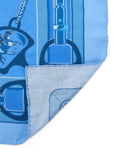 Stylish Blue Floral Print Wool, Cashmere, and Silk Blend Scarf for Everyday Wear
