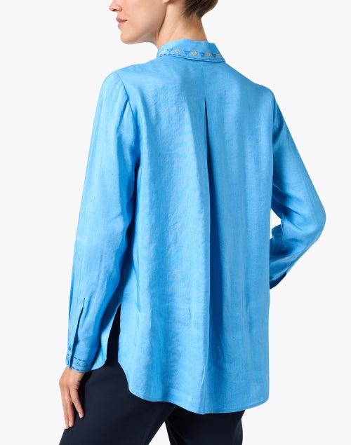 Kobi Halperin's Genevieve Women's Embroidered Button - Down Blouse in Bright Blue