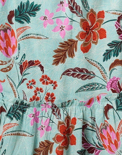 Stylish Constance Blue Floral Printed Cotton Dress for Getaways