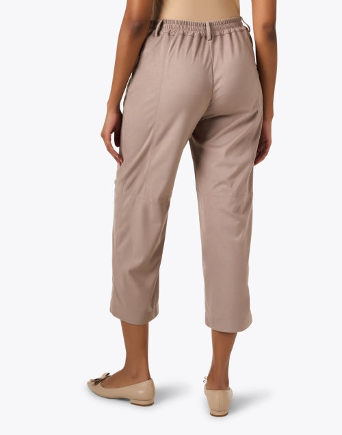 Stylish Taupe Faux Suede Wide-Leg Pull-On Pants