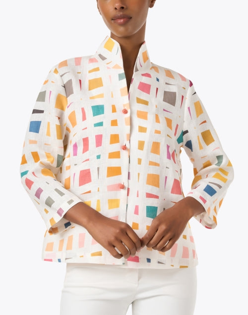 Stylish Suella Multi - Patterned Linen Women's Jacket