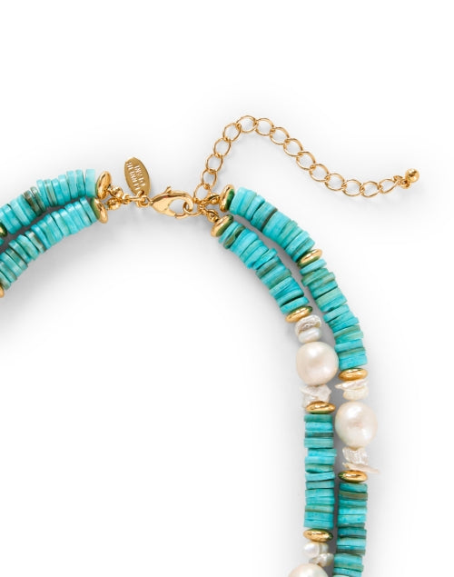 Stunning Turquoise and Freshwater Pearl Layered Necklace by Kenneth Jay Lane