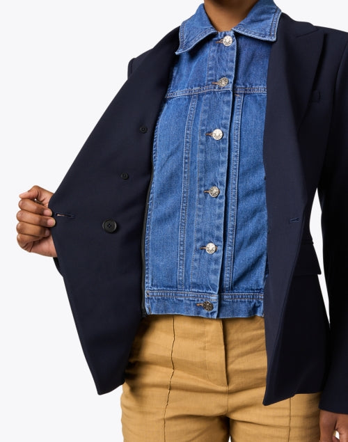 Veronica Beard's Stylish Slate Blue Denim Dickey for a Bulk - free Look