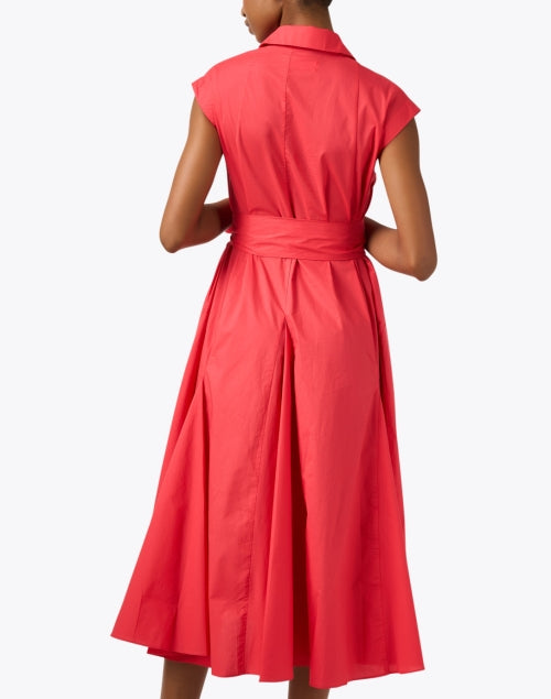 Stylish Coral Colored Shirt-Style Midi Dress for All Occasions