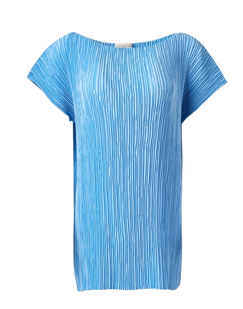 Stylish Blue Plisse Satin Women's Blouse for Various Occasions