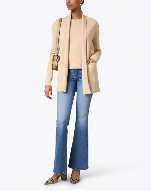 Sable Beige Luxury Cotton - Cashmere Longline Travel Coat