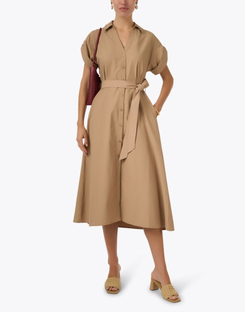 Fia Beige Women's Classic Shirt Style Dress