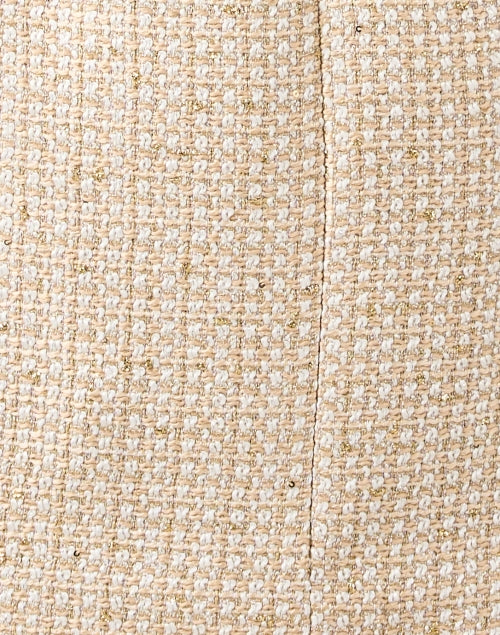 Stylish Beige Tweed Sheath Dress with Embroidered Cuffs