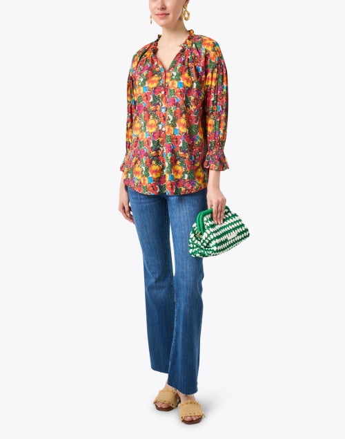 Rachel Cotton Blouse with Vibrant Multi - Floral Print