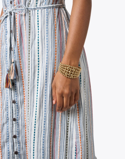 Gas Bijoux 22k Gold Plated Bohemian Pearl Beaded MultiPerla Cuff