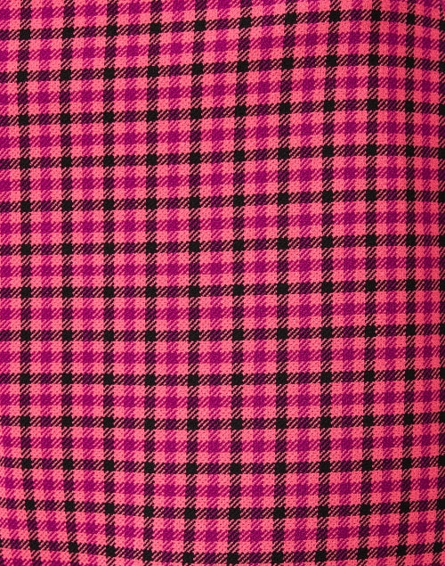 Stylish Pink Plaid Stretch Blend Straight Leg Pants