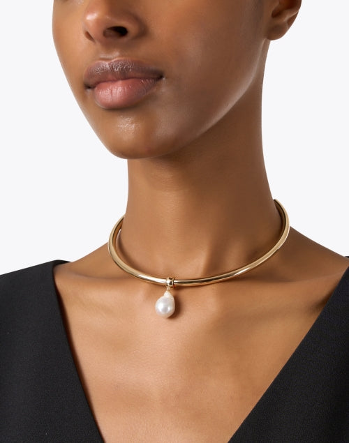 Elegant 14k Gold - Plated Talia Freshwater Pearl Removable Choker Necklace