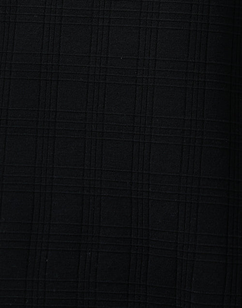 Stunning Black Textured Check Knee-Length Wool Blend Dress