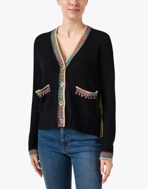 Stylish Black Multi - Stitch Women's Knit Cardigan for Layering