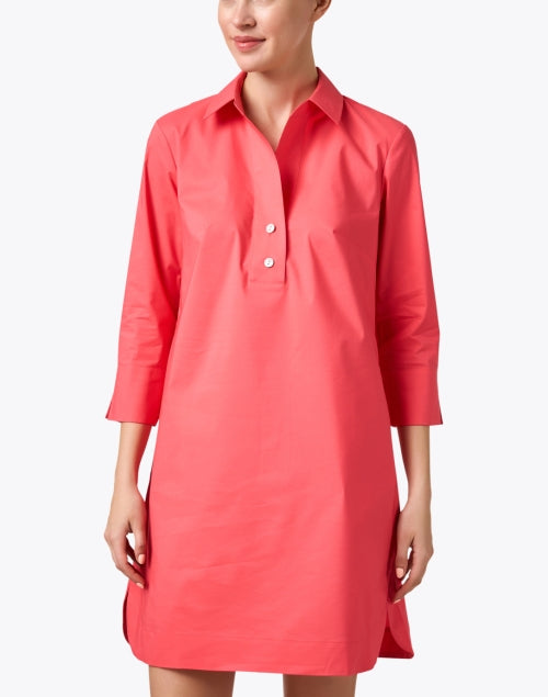 Aileen Women's Coral-colored Cotton Casual Shirt Dress