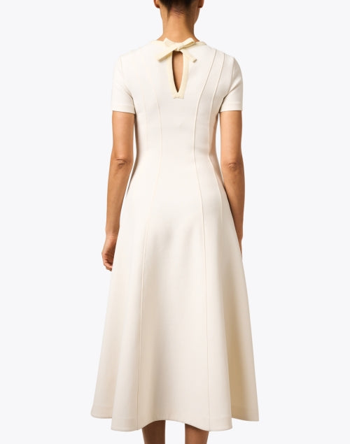 Elegant Ivory Fit-and-Flare Midi Dress for Formal Occasions