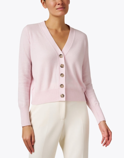 Allude Women's Fashionable Pink Knit Wool and Cashmere Blend Cardigan