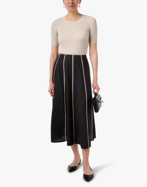 Stylish Beige 100% Cotton Rib Knit Everyday Top