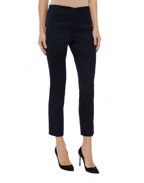 Jerry Men's Navy Blue Stretchable Sateen Dress Pants