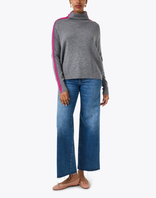 Thea Women's Grey Cashmere Knit Turtleneck Sweater for Transitional Seasons