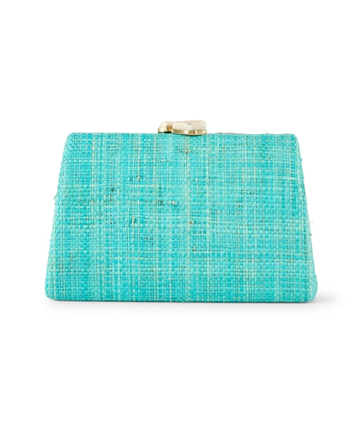 Stylish Turquoise Embroidered Raffia Handheld Clutch Bag - Candice Design
