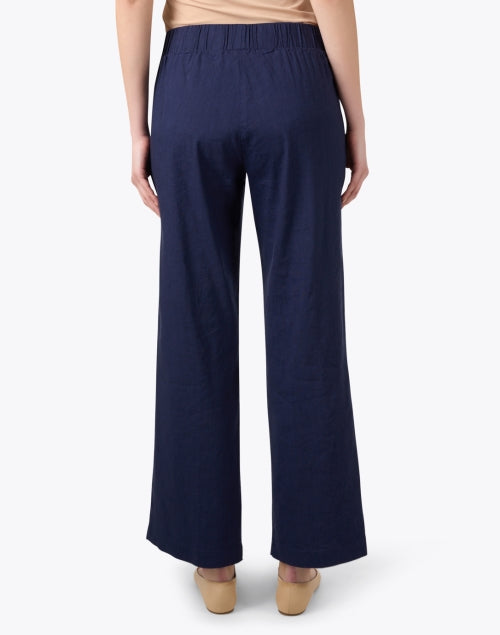 Elliot Lauren's Navy Wide-Leg Linen Blend Pull-On Pants - Comfort and Style