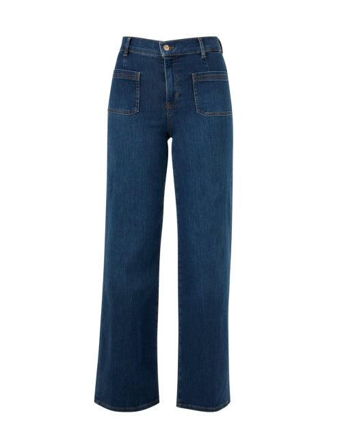 Vintage-Inspired Dark Wash Patch Pocket Le Slim Palazzo Jeans