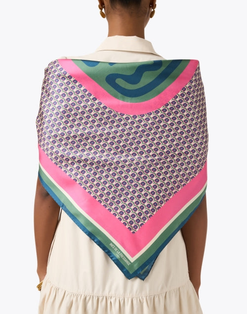 Lewis Silk Scarf in Pink with Multi - Print Design