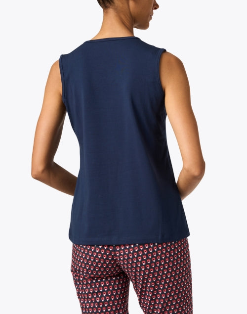 Soft Navy Pima Cotton Relaxed Scoop Neck Tank Top for Layering