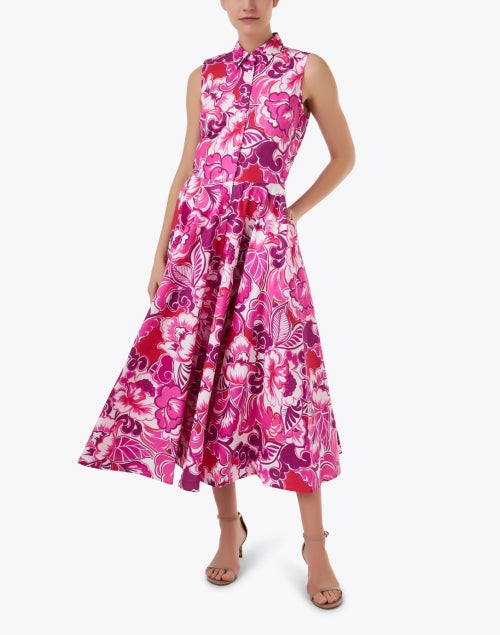 Caryl Women's Pink Floral Printed 100% Cotton A-Line Dress