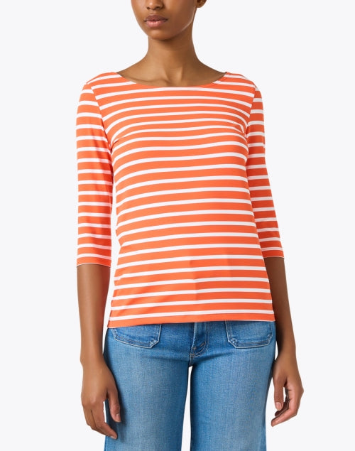Stylish Garde Orange and White Striped Cotton Jersey Top for a Nautical Look