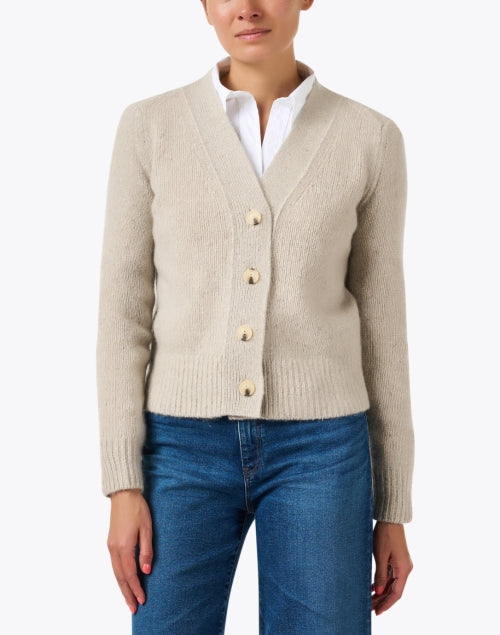 Elegant Taupe Cashmere Women's Cardigan for Layering
