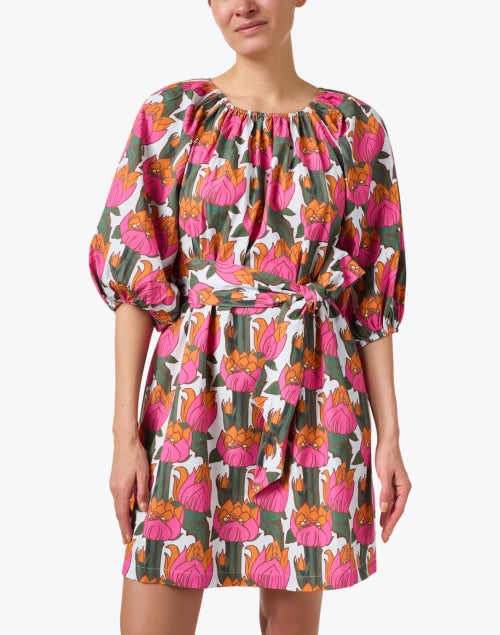 Stylish Multi Floral Printed 100% Cotton Comfort Dress