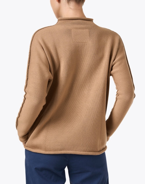 Monterey Relaxed Camel Cotton Knit Sweater for Fall