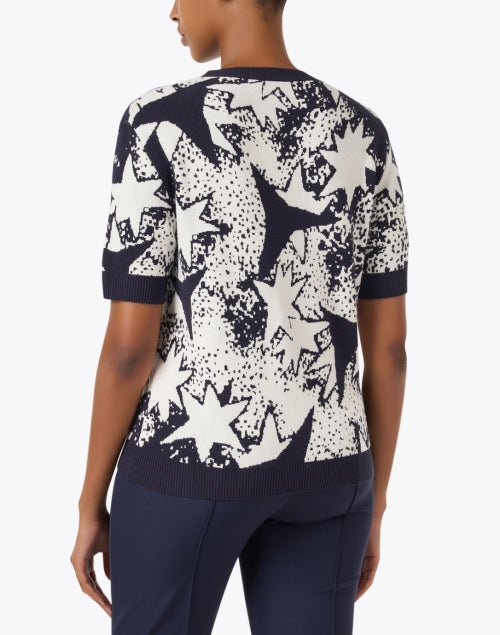 Weekend Max Mara Austin Navy Blue Star Print Short Sleeve Sweater